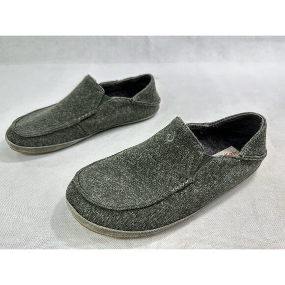 Olukai Moloa Hulu Wool Blend Slippers Loafers Trench Green Men’s 7 EUC - Picture 3 of 7